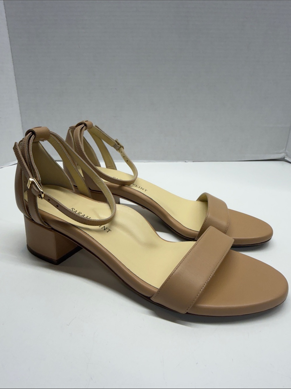 Sarah Flint Perfect Block Sandal Open Toe 30 MM Calf Leather Tan Brown Size 39 - Picture 5 of 13